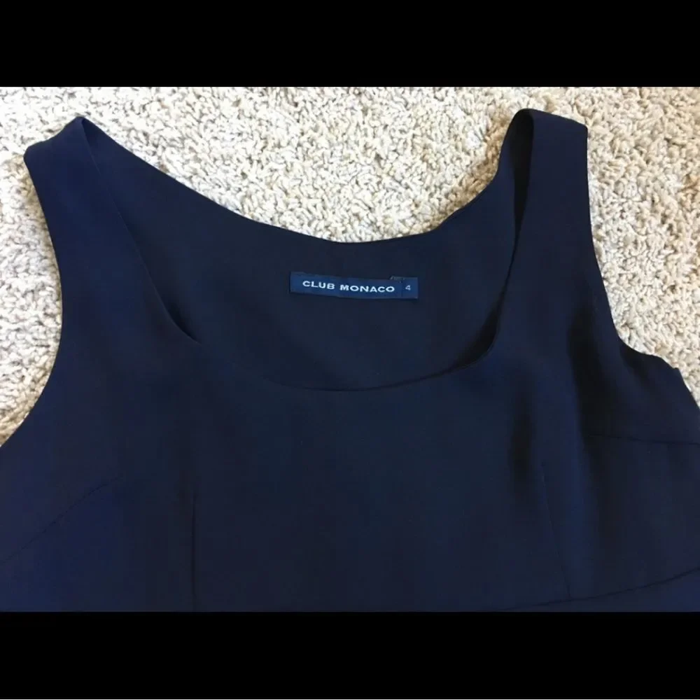 Club Monaco Deep Scoop Neck Empire Dress XS Navy